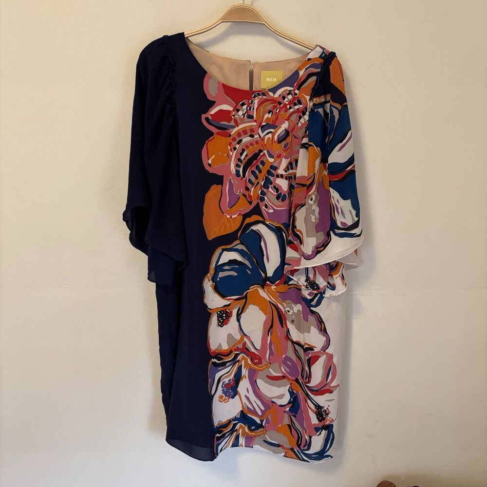 Anthropologie Navy and Multicolor Floral Mini Dress